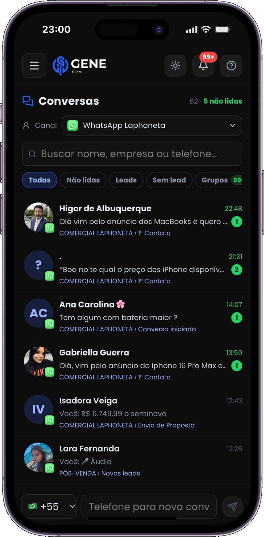 Conversas no celular